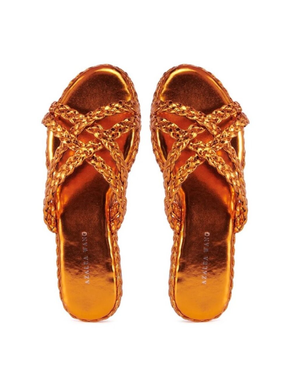 AZALEA WANG Ammon Orange Metallic Braided Sandals Sz 8 NEW in box